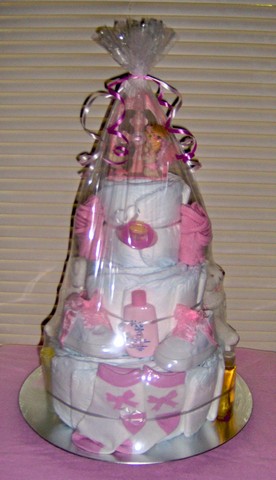 Girl's Christening 3 Tier Diaper Cake