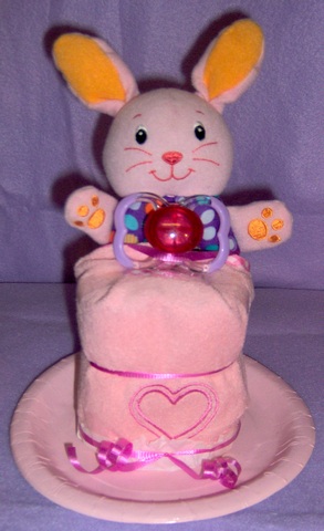 Soft Pink Bunny Diaper Muffin