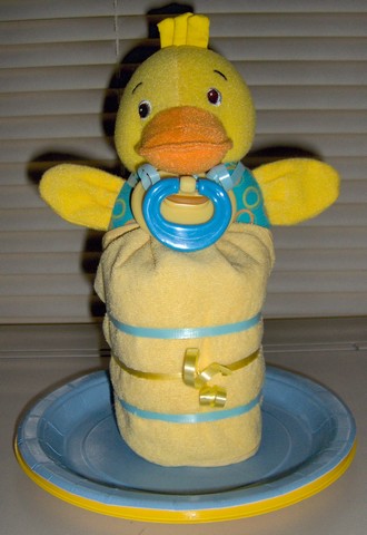 Soft Duck Rattle Diaper Muffin