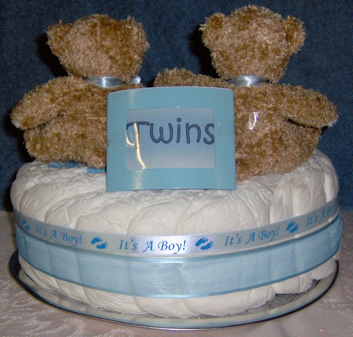 Twin Boys Single Layer Diaper Cake