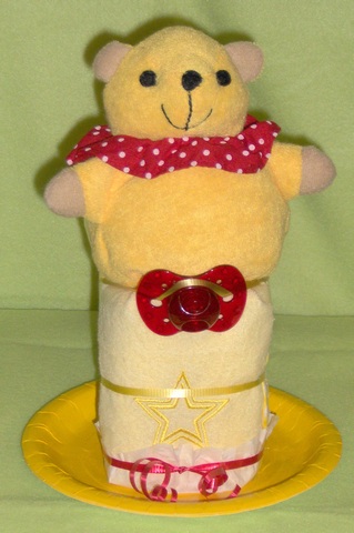 Yellow & Red Bear Diaper Muffin
